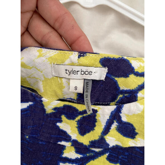 Tyler Boe Women's Blue/Yellow Floral Linen Shift Dress Sz S - Picture 9 of 9